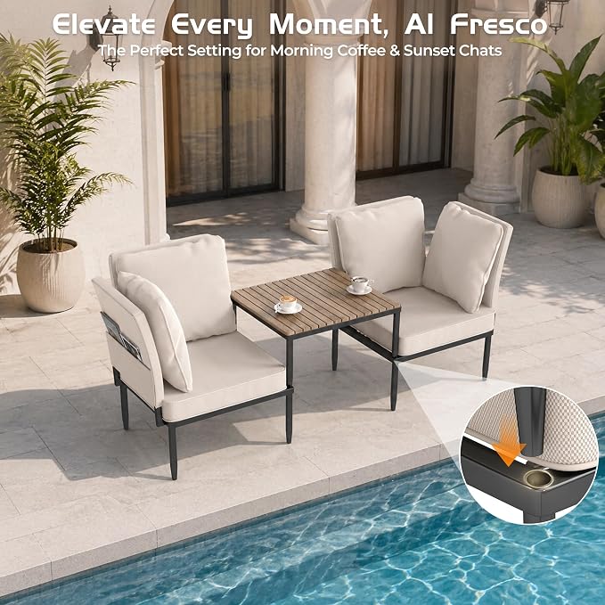 5 in 1 Modular Patio Furniture Set, 3 Piece Aluminum Convertible Outdoor - Image 3