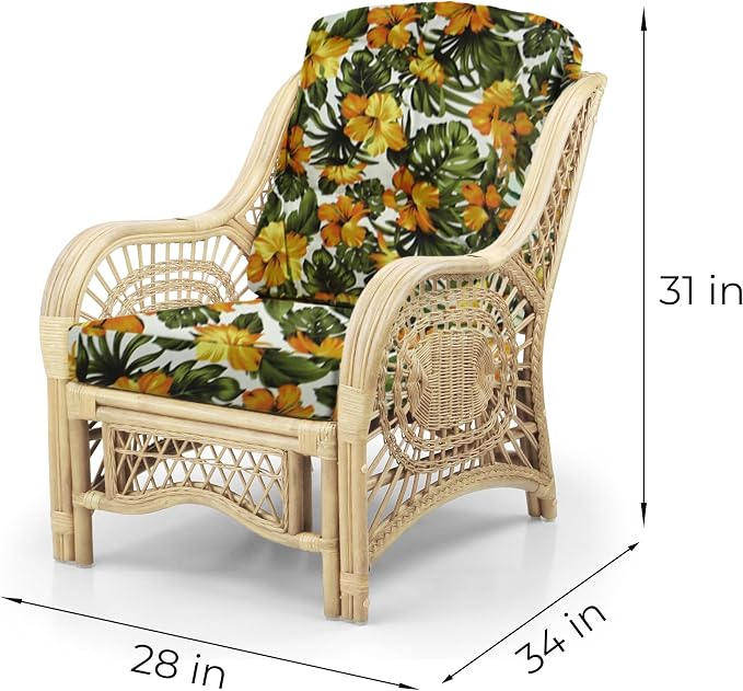 Malibu Lounge Living Accent Armchair Natural Rattan Wicker Handmade Design - Image 2