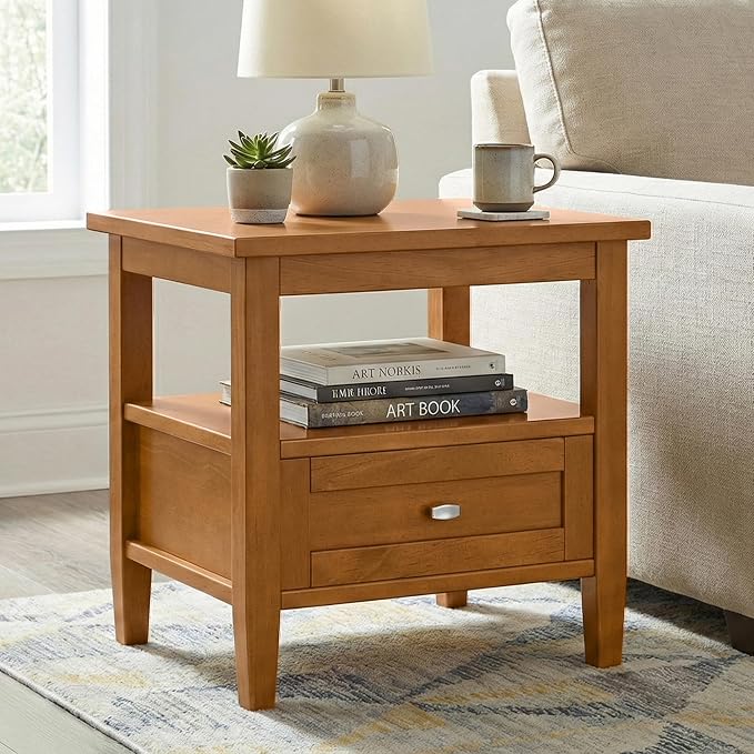 SIMPLIHOME Warm Shaker Solid Wood 20 inch Wide Rectangle Transitional End Side - Image 2