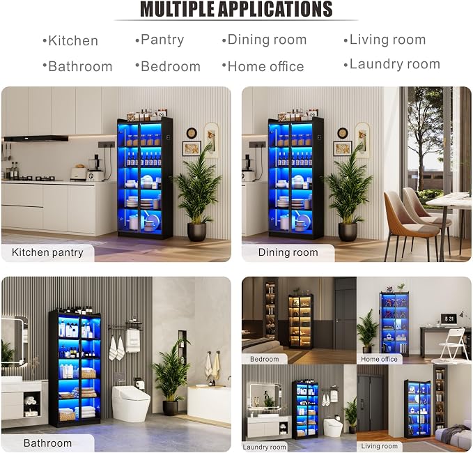 Dystler Display Cabinet with Doors and Adjustable Shelves, 5 Tier Display Case - Image 6