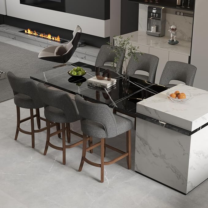 VKNOW Bar Stools Set of 6, Modern Counter Stools - Image 3
