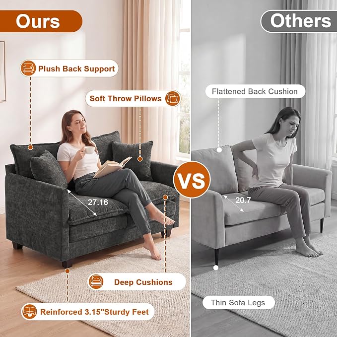Loveseat Sofa Cloud Sofa Couch 50'', Modern Loveseats 2 Seat Couch 27" Deep Seat - Image 7