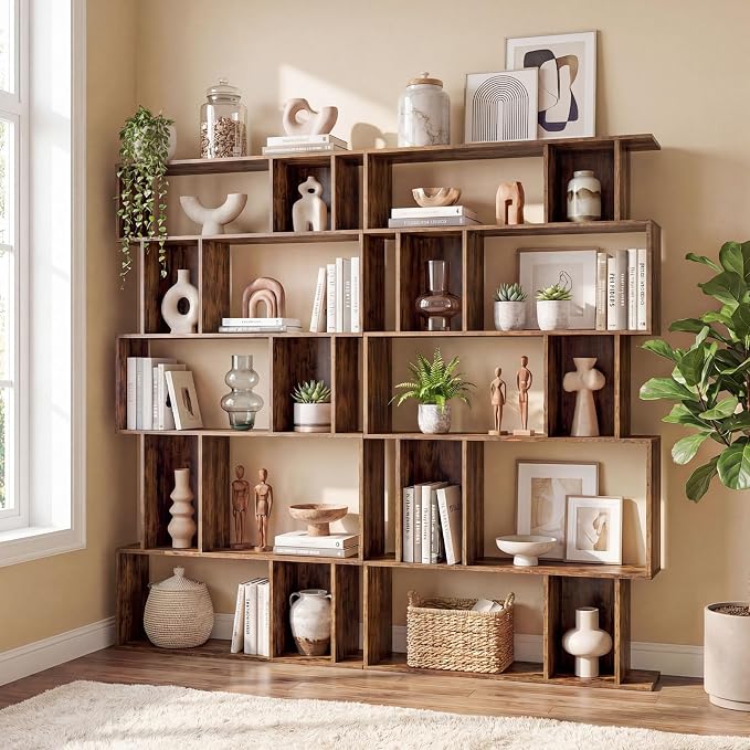 Giantex 5-Tier Bookshelves Set of 2, 10-Cube Geometric Bookcase - Image 2