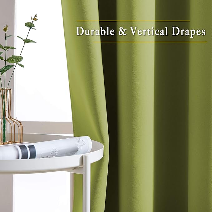 NICETOWN Fresh Green Draperies Curtain Panels - Image 5