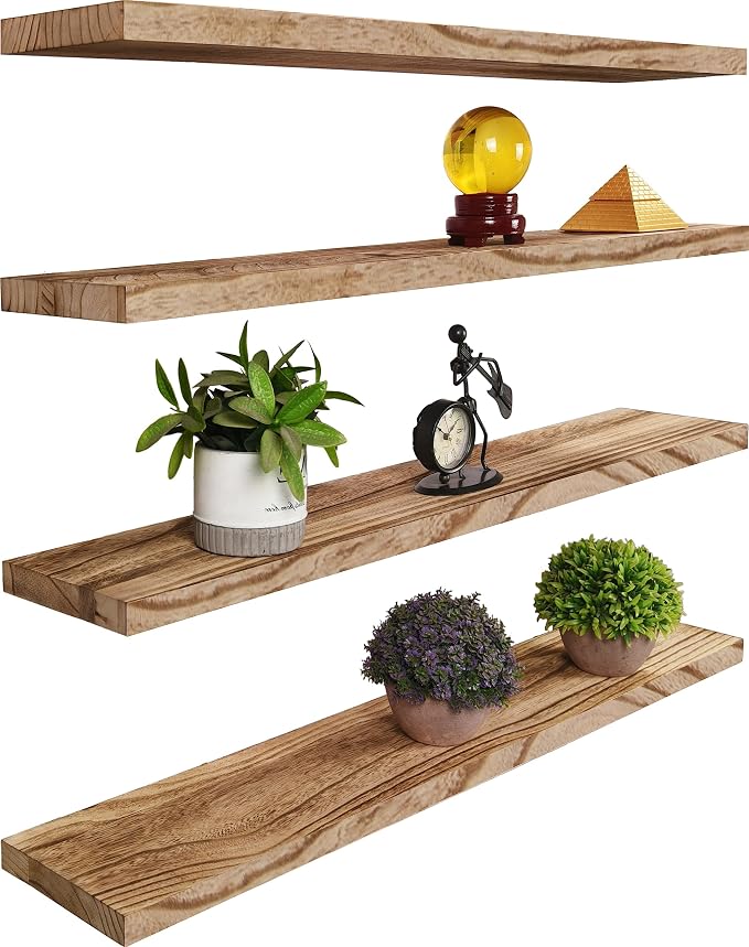 YYWUOJJ Wood Floating Shelves for Wall, Rustic Wall Shelves for Bedroom by YYWUOJJ