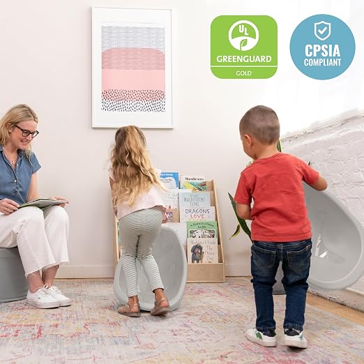 ECR4Kids Plastic Leaf Scoop Floor Rocker Seat, Classroom Furniture, Light Grey - Image 6