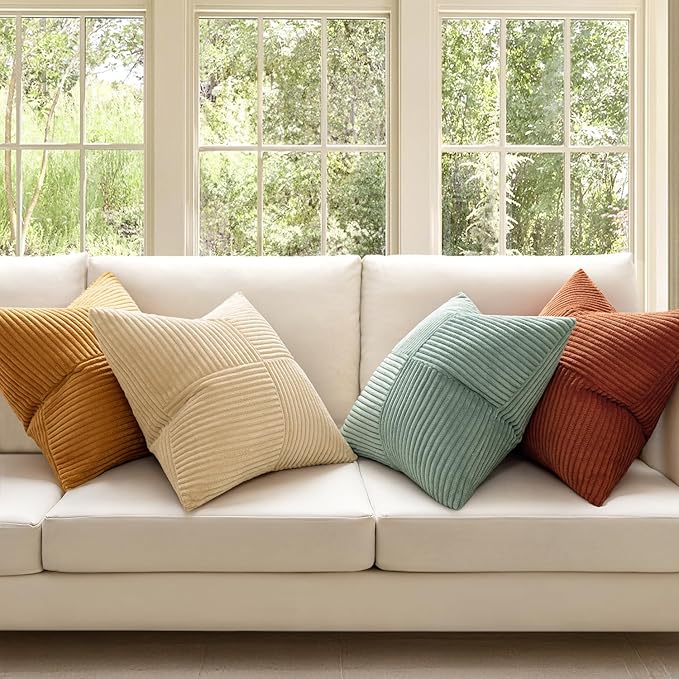 MIULEE Teal-Orange Decorative Throw Pillow Covers 20x20 Inch Set of 4 Boho - Image 2