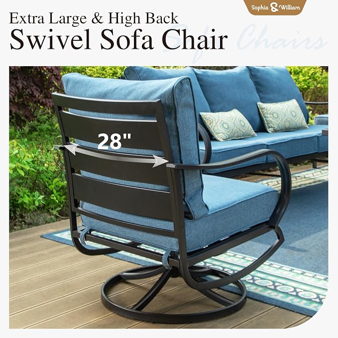 Sophia & William 2 Pieces Patio Furniture Sets Metal Sofa Chairs Patio Cushion - Image 5