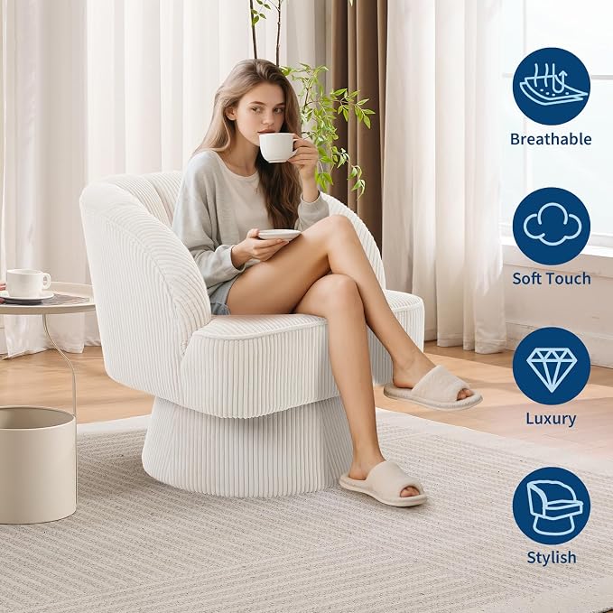 Garvee Ultra-Plush Swivel Accent Chair, 360° Barrel Lounge Chair - Image 7