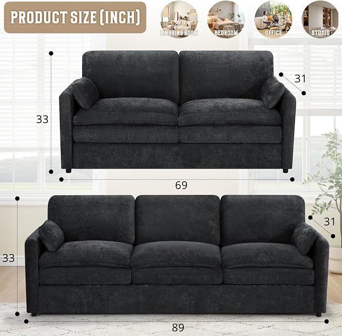 Chenille Upholstered Sofa Set - Image 3