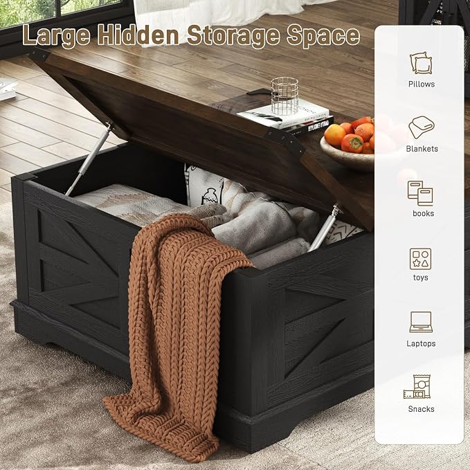 Hlivelood 36" Farmhouse Movable Lift Top Coffee Table - Image 3