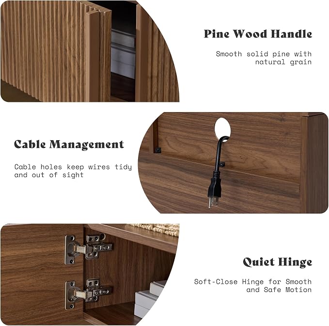 AMERLIFE 70" Fluted Wood TV Stand - Image 6