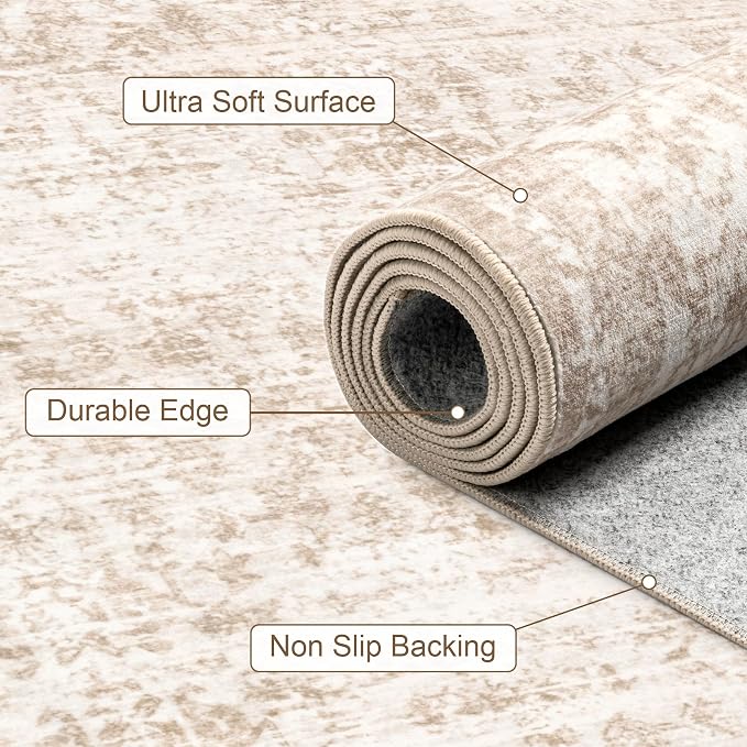 6x9 Area Rugs Living Room Rug: Washable Vintage Boho Rug No Slip Stain - Image 7
