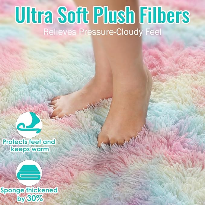 PAGISOFE 9x12 Rainbow Large Area Rug, Plush Rugs - Image 5