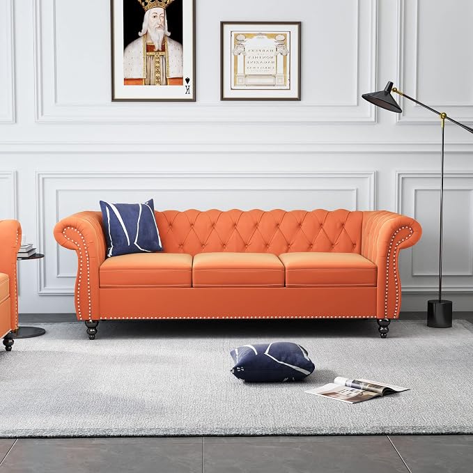 QHITTY 2 Piece Living Room Set, Sectional Chesterfield Sofa Chair Contemporary - Image 8