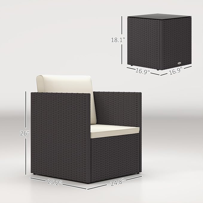 Outsunny 3 Piece Patio Furniture Set, Folding Outdoor Wicker Bistro Set - Image 7