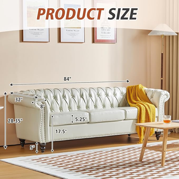 QHITTY 2 Piece Living Room Set, Sectional Chesterfield Sofa Chair Contemporary - Image 2