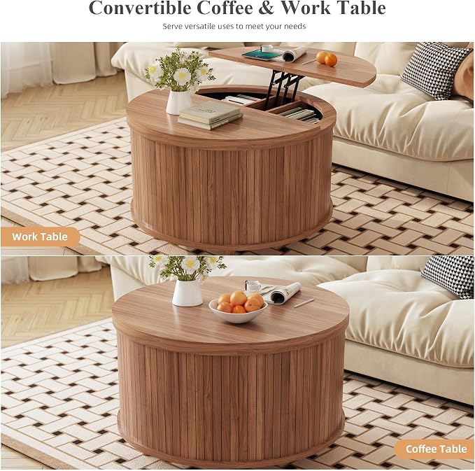 Easyego Lift Top Coffee Table for Small Spaces, 31.5" Mid-Century Modern Wooden - Image 5