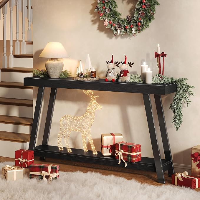 Huuger Console Table with Charging Station, USB-C Port, 2 Tiers Entryway Table - Image 6