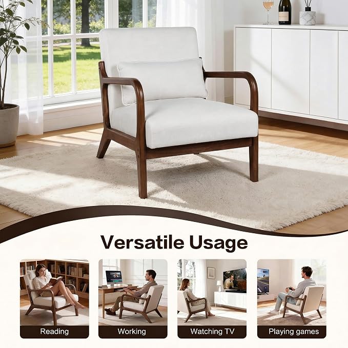 Mid Century Accent Chair, Comfy Arm Chair - Image 7