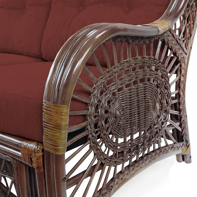 Malibu Lounge Set of 4: 2 Natural Rattan Wicker Chairs, Three-Seater Sofa - Image 5