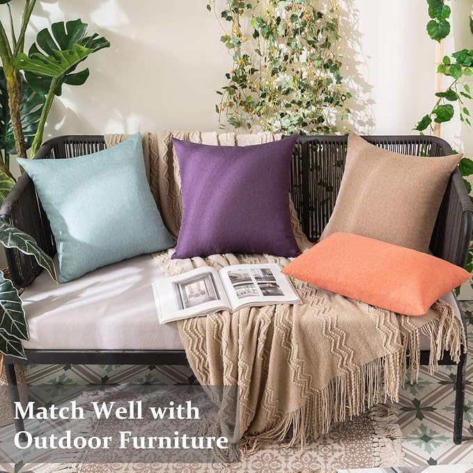 MIULEE Pack of 2 Decorative Outdoor Solid Waterproof Throw Pillow Covers Spring - Image 3