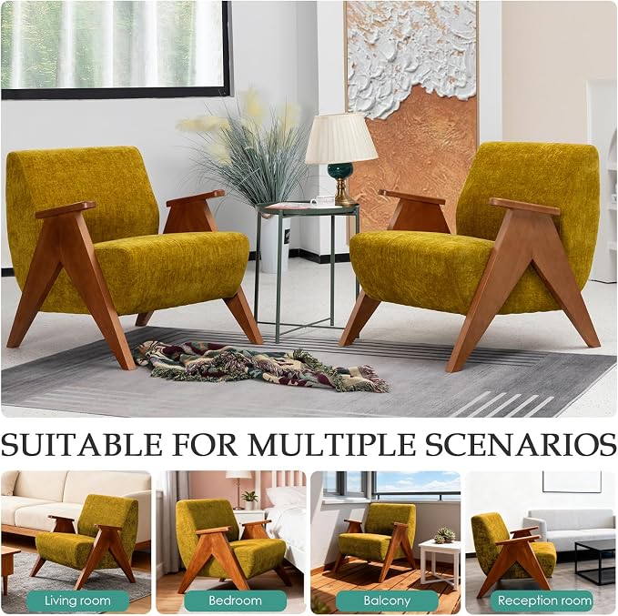2 Pcs Home Accent Chair Mid Century Modern Accent Chair - Image 6