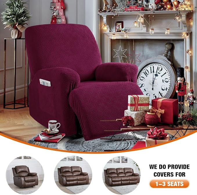 VANSOFY Recliner Chair Cover, 3-Pieces Stretch Recliner Covers - Image 4
