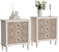 HOMPUS Nightstands Set of 2, Night Stand w Flower Pattern, Bedside Table Set of by HOMPUS