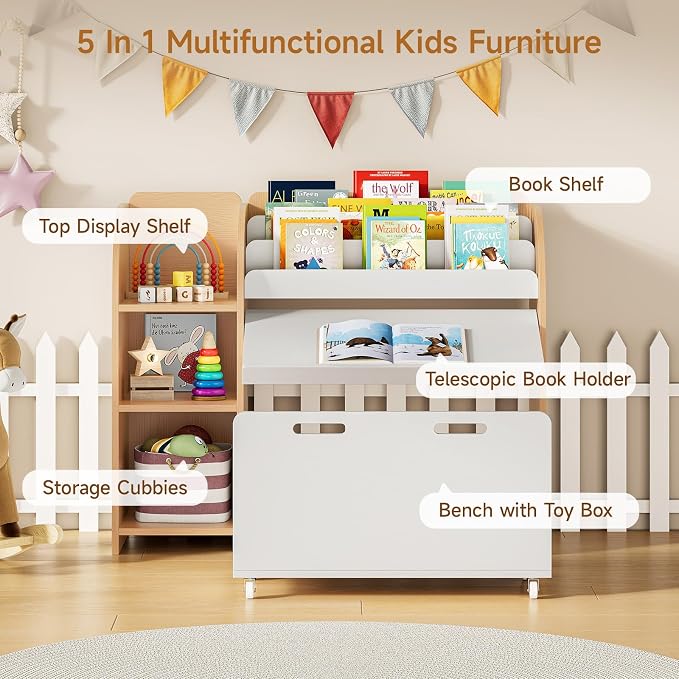 ONBRILL Kids Bookshelf and Toy Storage Organizer - Image 4