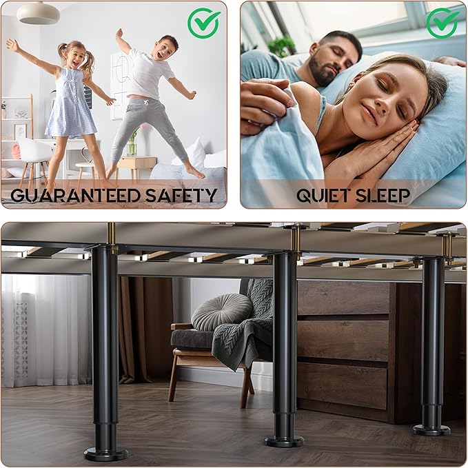 4Pcs Bed Frame Support Leg, Adjustable Height 5"-8.6", Extra Sturdy Steel Bed - Image 4