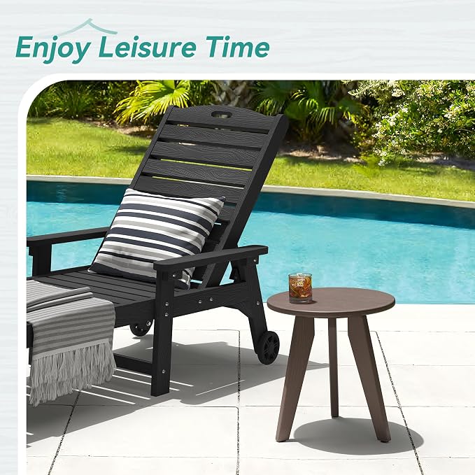 Outdoor Side Table, HDPS Outdoor Table, Small Round Side Table Weather-Resistant - Image 2