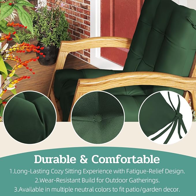 Outdoor Chair Cushions Set of 2, High Back Soft Seat Pad - Image 6