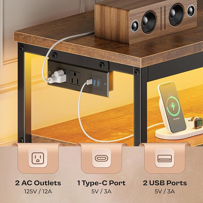 Huuger LED TV Stand for Bedroom, 47 Inch Dresser TV Stand for 43, 55 Inch TV - Image 5