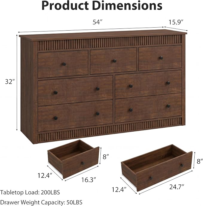GarveeHome 7 Drawer Dresser for Bedroom, Modern Long Storage Dresser Organizer - Image 6