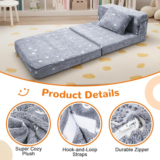 MeMoreCool Kids Floor Mattress Glow in The Dark, Convertible Sofa Couch - Image 7