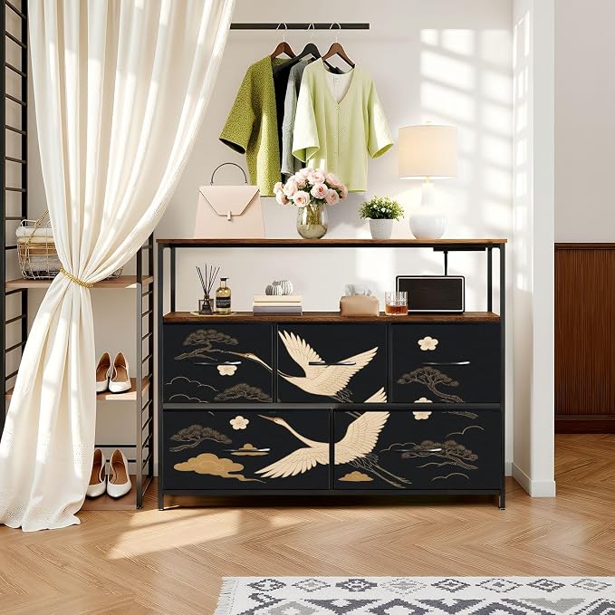 Dresser Japanese Seamless Crane Birds Elements Asian Oriental Decoration Such - Image 8