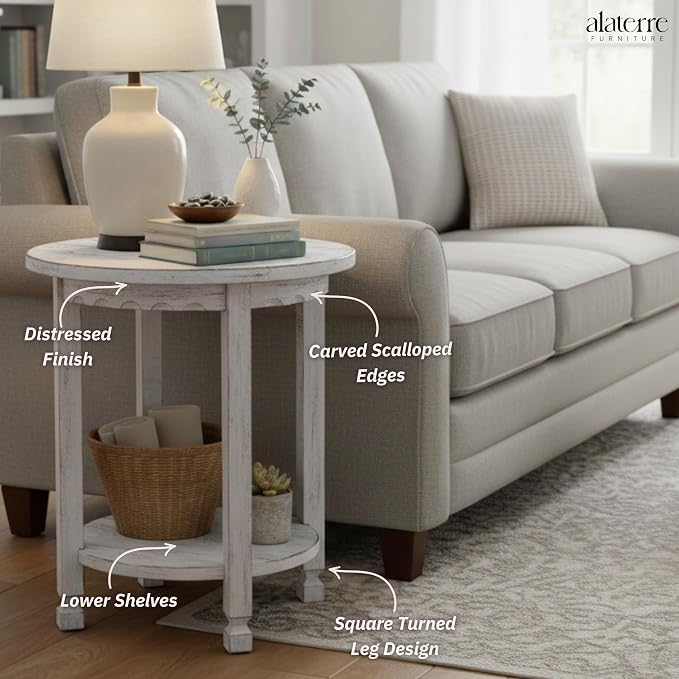Alaterre Furniture Country Cottage Rustic Farmhouse Nightstand – 20-Inch Side - Image 5