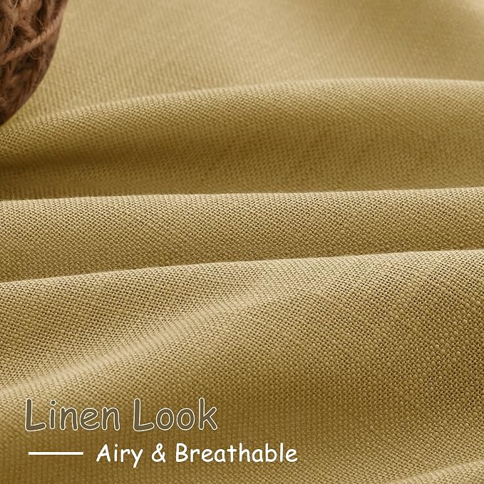 Nanspring Gold Linen Curtains 72 Inch Length - Image 5
