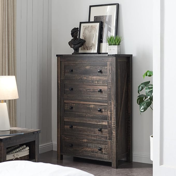 T4TREAM Farmhouse 5 Drawers Dresser Chests - Image 9