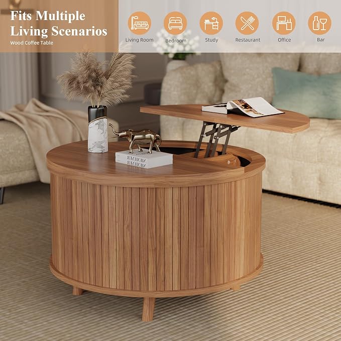 Easyego Lift Top Coffee Table for Small Spaces, 31.5" Mid-Century Modern Wooden - Image 6