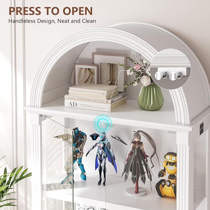 Arched Display Cabinet with Glass Doors, 4-Tier Display Case - Image 3