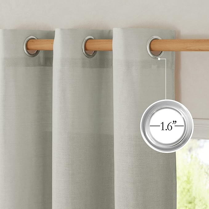 NICETOWN Gray Linen Doorway Curtains 80 inches Long, Grommet Thick Linen Weave - Image 4