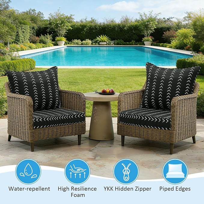 Outdoor Deep Seat & Back Cushion Set, 24 x 24 Inch Water Repellent and Fade - Image 3