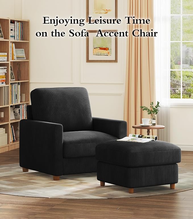 Kidirect 35.5in Corduroy Couch Accent Chair, Tool-Free Setup Living Room Sofa - Image 7