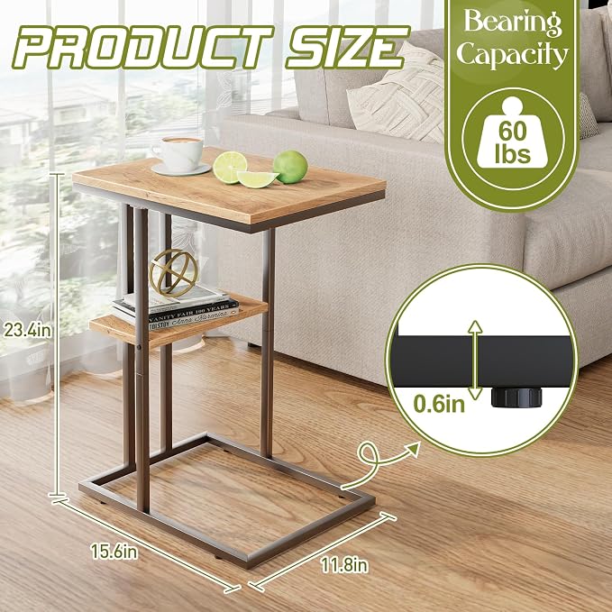 C Shaped End Table, Small Side Table - Image 5