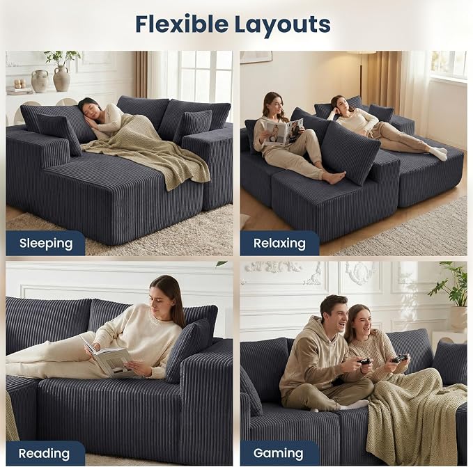 DUMOS 108" Boneless Couch, Cloud Sectional Couch - Image 7