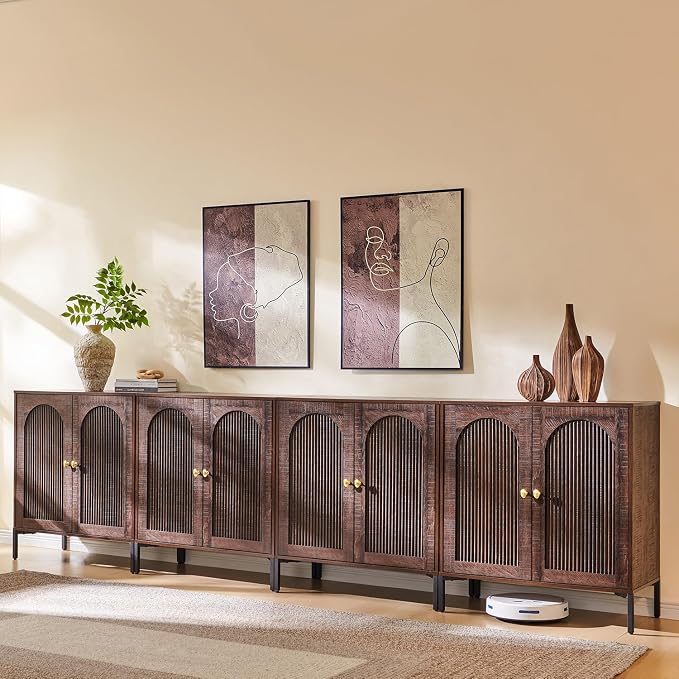 IFBUY Modern Sideboard Buffet Cabinet, 123.5" W Fluted Arched Buffet Cabinet by IFBUYFarmhouseFurniture