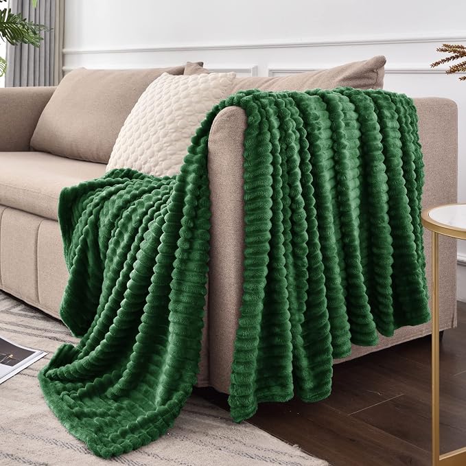 BEDELITE Fleece Throw Blanket for Couch – 3D Ribbed Jacquard Soft and Warm - Image 9