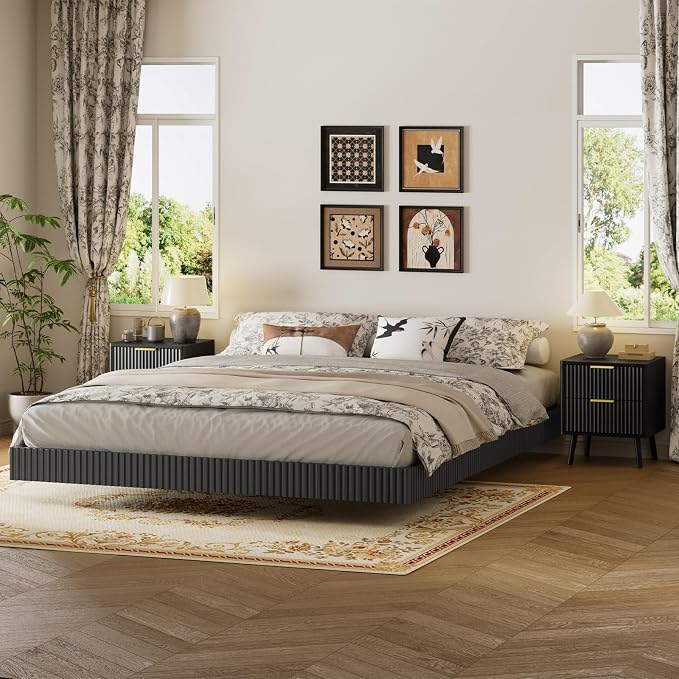 LYNSOM 3 Pieces King Bedroom Set, Floating Bed Frame - Image 3